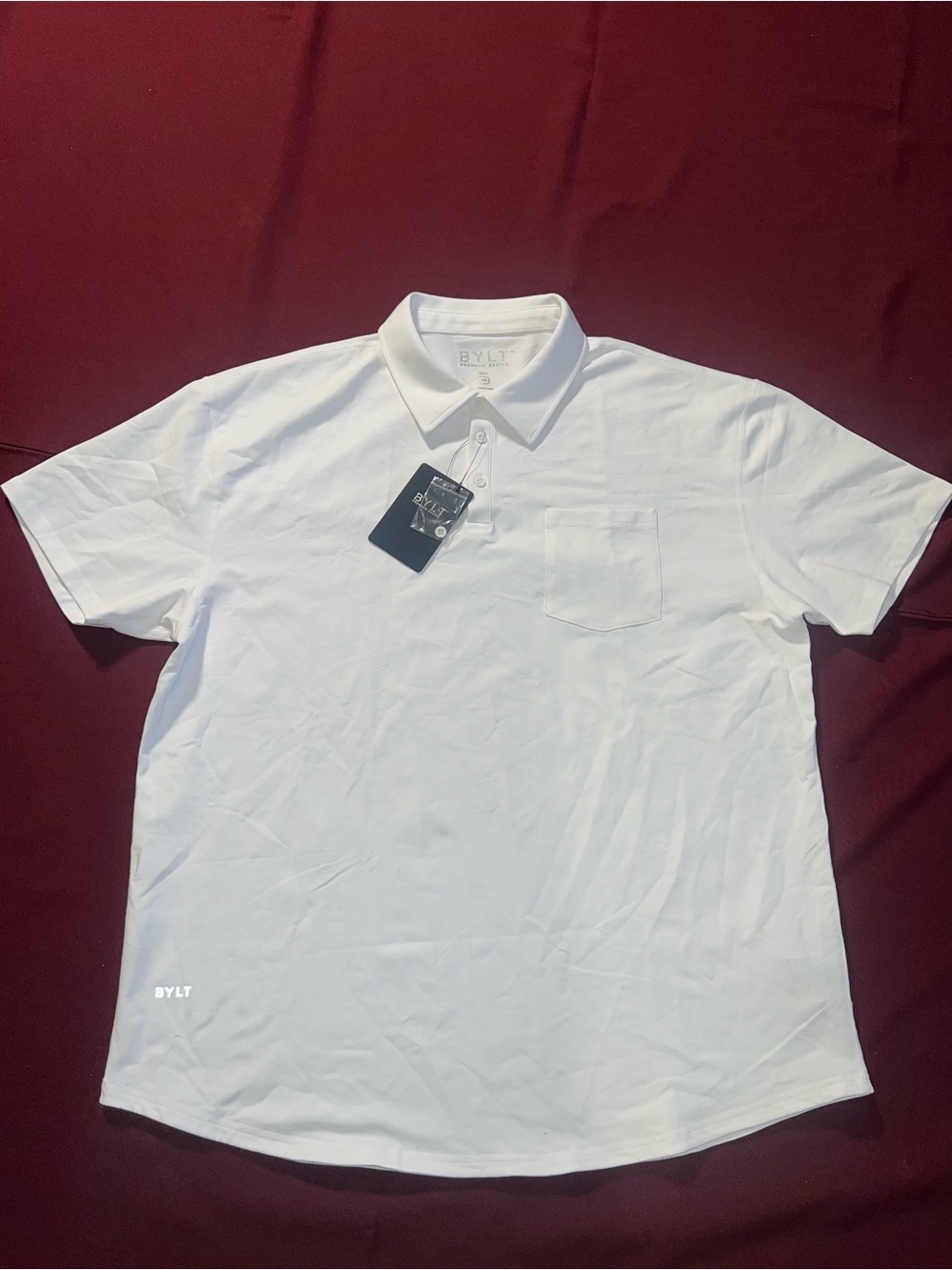 BYLT PREMIUM BASICS LUX SHORT SLEEVE POCKET POLO WHITE XXL